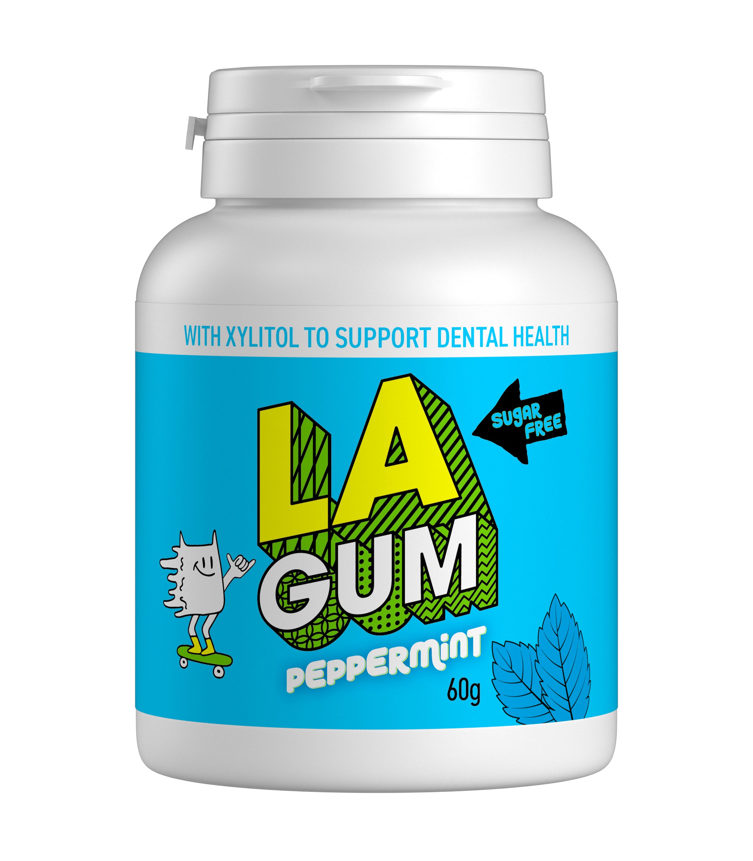 LA Gum Sugar Free Peppermint Gum with Xylitol. Box of 24 - 4 x 6 packs