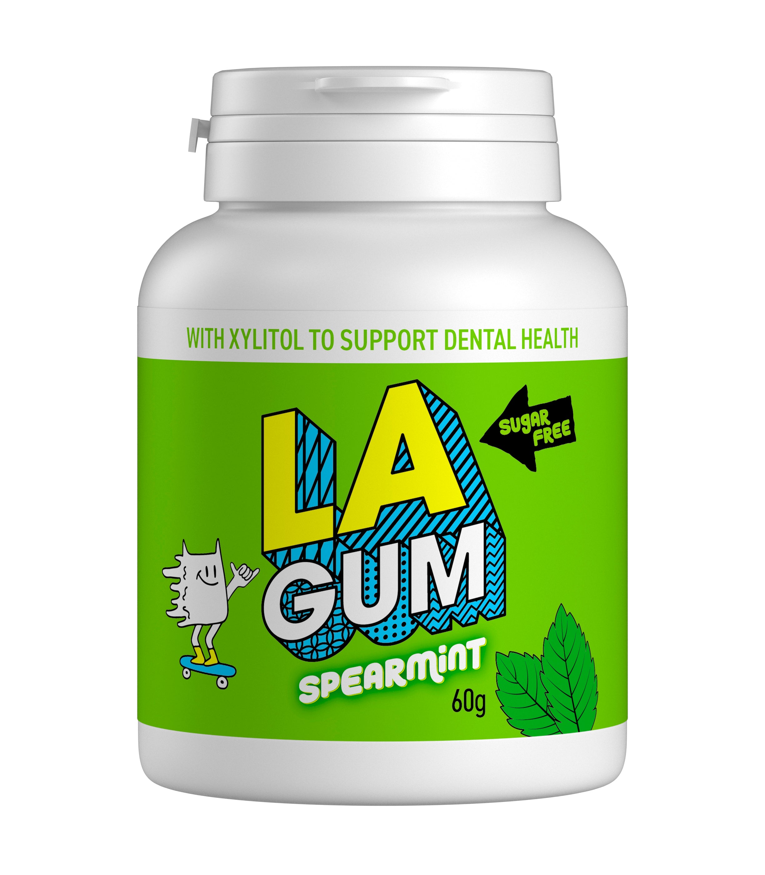 LA Gum Sugar Free Spearmint Gum with Xylitol. Box of 24 - 4 x 6 packs