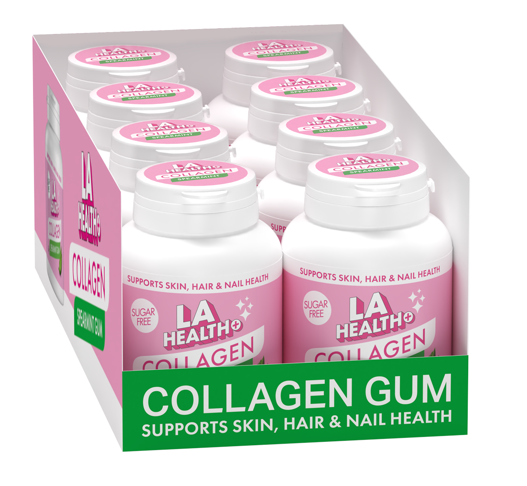 LA Health Collagen Gum Spearmint. Box of  24 - 3 x 8 packs