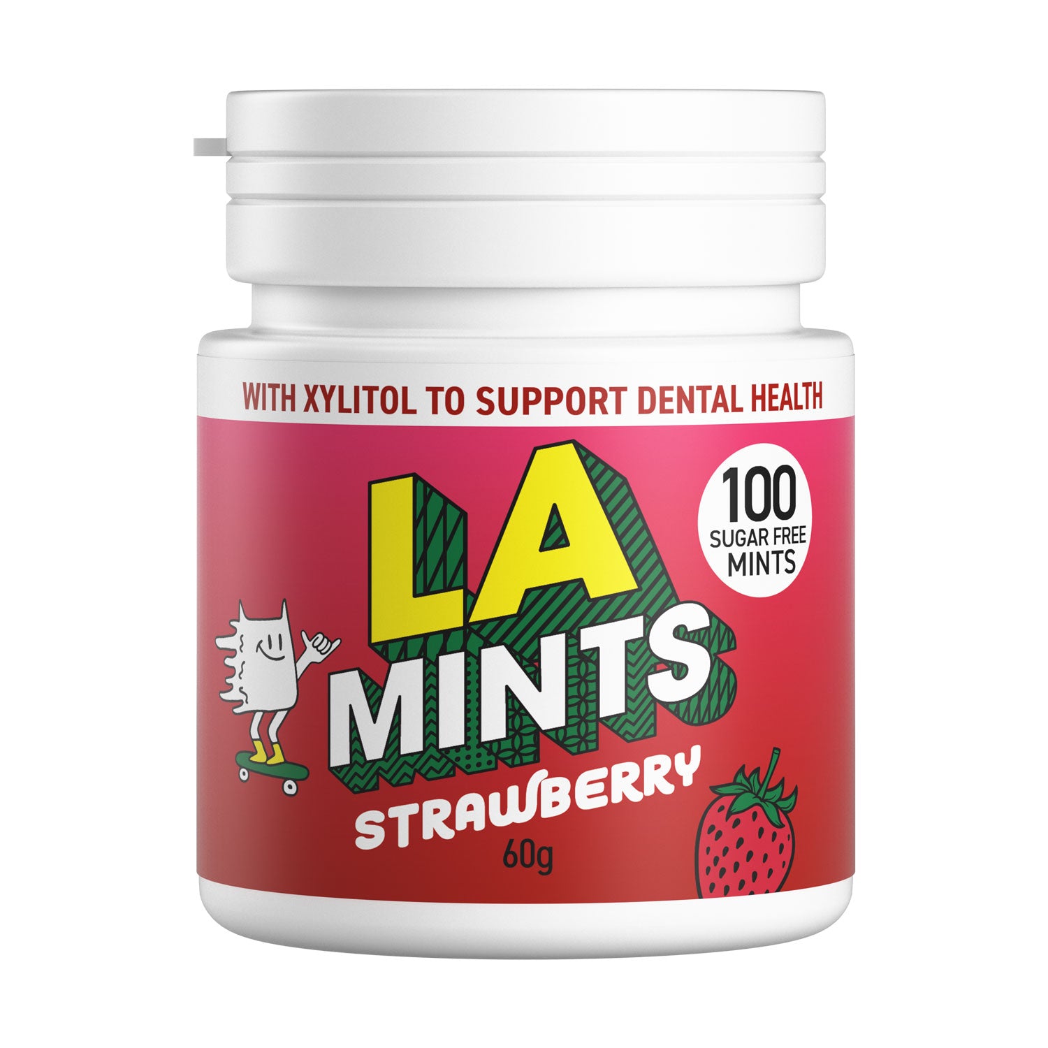 LA Mints Sugar Free Strawberry Mints. Box of  24 - 4 x 6 packs