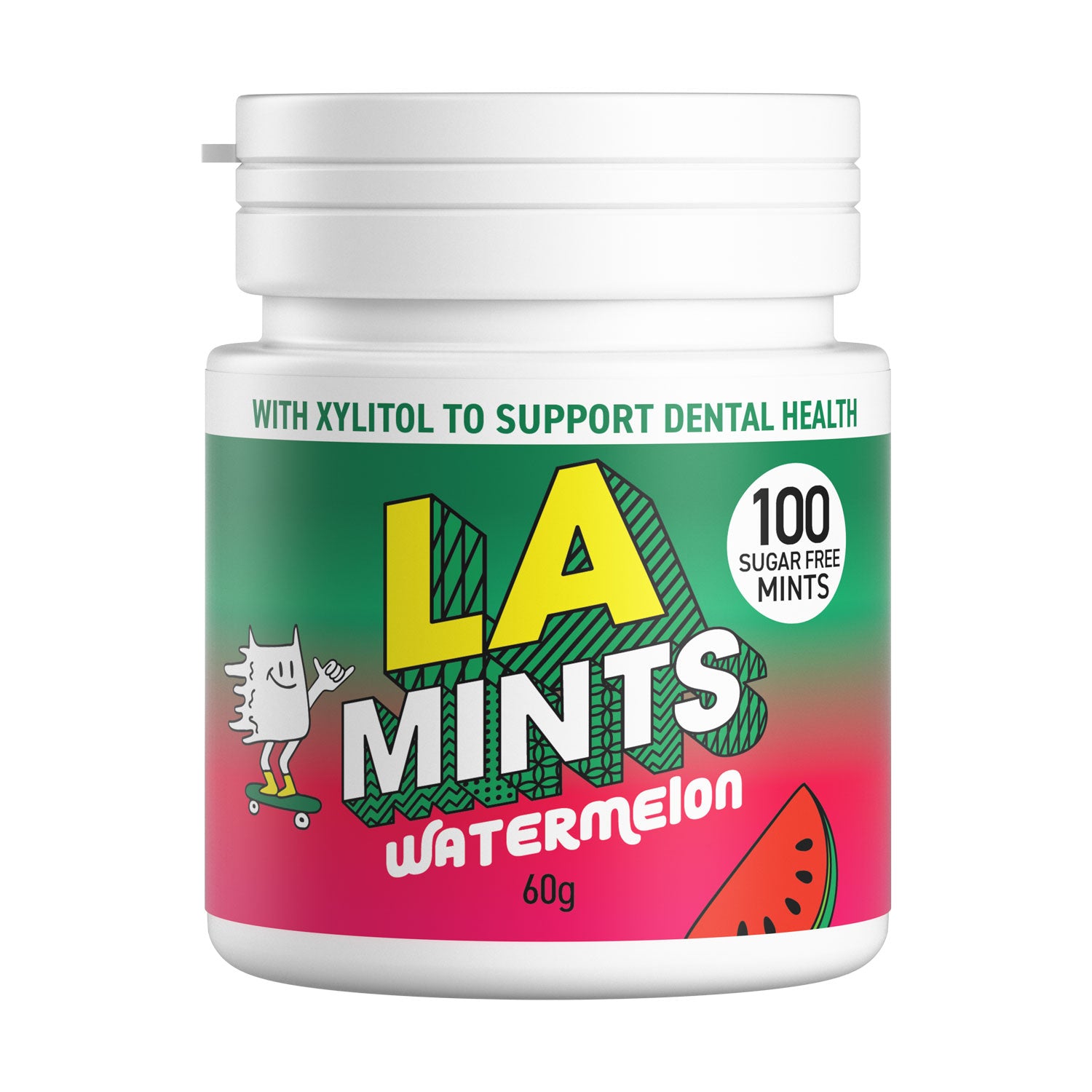 LA Mints Sugar Free Watermelon Mints with Xylitol. Box of  24 - 4 x 6 packs